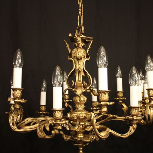 FRENCH PAIR OF 12 LIGHT DOUBLE TIERED CHANDELIERS - ADDITIONAL PHOTO 4