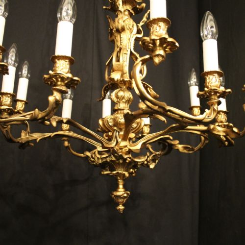 FRENCH PAIR OF 12 LIGHT DOUBLE TIERED CHANDELIERS - ADDITIONAL PHOTO 5