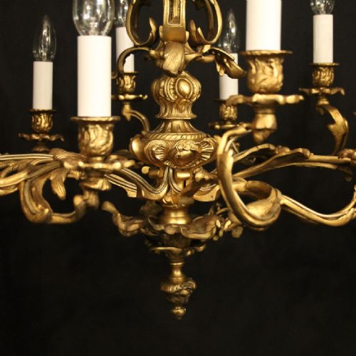 FRENCH PAIR OF 12 LIGHT DOUBLE TIERED CHANDELIERS - ADDITIONAL PHOTO 6