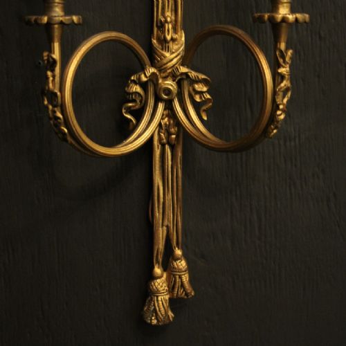 FRENCH PAIR OF GILDED RIBBON WALL LIGHTS - ADDITIONAL PHOTO 7