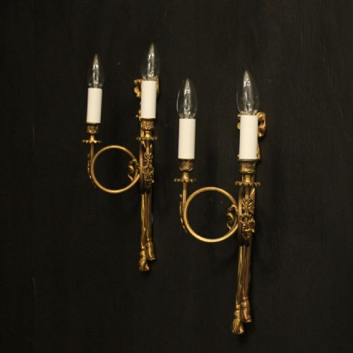 FRENCH PAIR OF GILDED RIBBON WALL LIGHTS - ADDITIONAL PHOTO 9