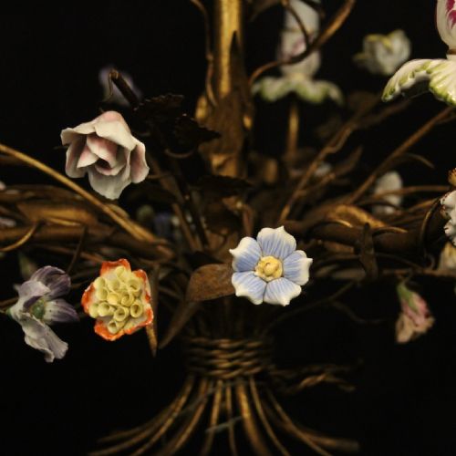 FRENCH TOLEWARE FIVE LIGHT FLOWER CHANDELIER - ADDITIONAL PHOTO 6
