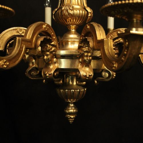 FRENCH PAIR OF GILDED BRONZE 8 LIGHT CHANDELIERS - ADDITIONAL PHOTO 8