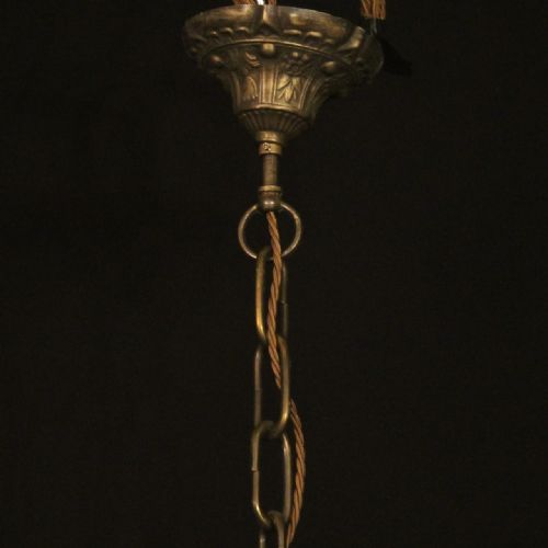 FRENCH BRONZE 4 LIGHT ANTIQUE HALL LANTERN - ADDITIONAL PHOTO 9