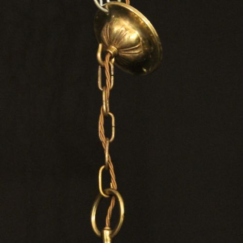 ENGLISH GILDED BRASS 6 LIGHT ANTIQUE CHANDELIER - ADDITIONAL PHOTO 9