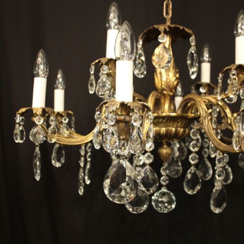FRENCH GILDED BRONZE CRYSTAL 12 LIGHT ANTIQUE CHANDELIER - ADDITIONAL PHOTO 1
