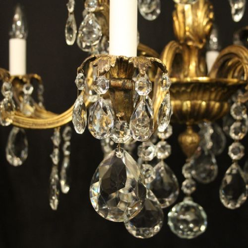 FRENCH GILDED BRONZE CRYSTAL 12 LIGHT ANTIQUE CHANDELIER - ADDITIONAL PHOTO 3