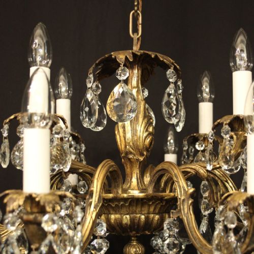 FRENCH GILDED BRONZE CRYSTAL 12 LIGHT ANTIQUE CHANDELIER - ADDITIONAL PHOTO 4