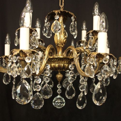 FRENCH GILDED BRONZE CRYSTAL 12 LIGHT ANTIQUE CHANDELIER - ADDITIONAL PHOTO 5