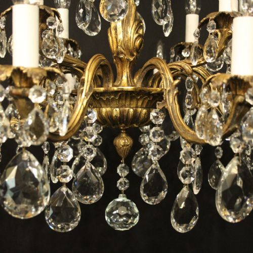 FRENCH GILDED BRONZE CRYSTAL 12 LIGHT ANTIQUE CHANDELIER - ADDITIONAL PHOTO 6