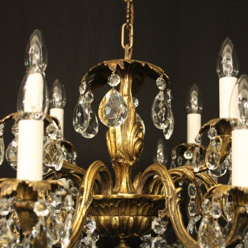 FRENCH GILDED BRONZE CRYSTAL 12 LIGHT ANTIQUE CHANDELIER - ADDITIONAL PHOTO 7