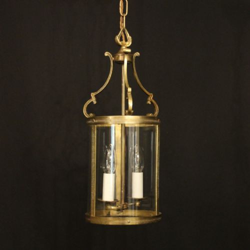 french gilded brass twin light antique lantern - CATEGORY: ANTIQUE LIGHTING - DATED 1920