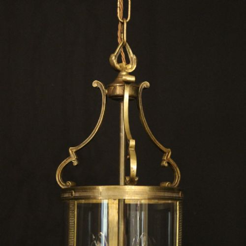 FRENCH GILDED BRASS TWIN LIGHT ANTIQUE LANTERN - ADDITIONAL PHOTO 1