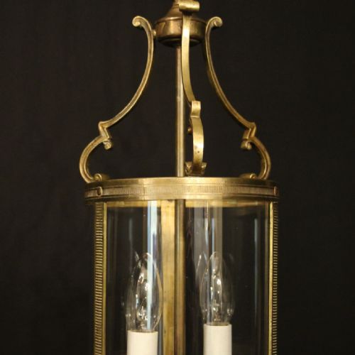 FRENCH GILDED BRASS TWIN LIGHT ANTIQUE LANTERN - ADDITIONAL PHOTO 2