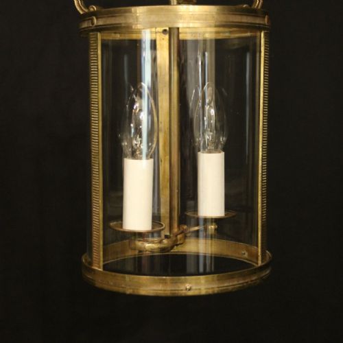 FRENCH GILDED BRASS TWIN LIGHT ANTIQUE LANTERN - ADDITIONAL PHOTO 4