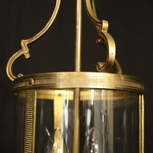 FRENCH GILDED BRASS TWIN LIGHT ANTIQUE LANTERN - ADDITIONAL PHOTO 5