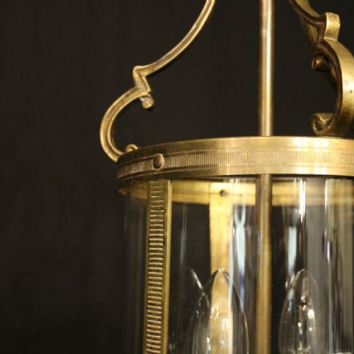 FRENCH GILDED BRASS TWIN LIGHT ANTIQUE LANTERN - ADDITIONAL PHOTO 6