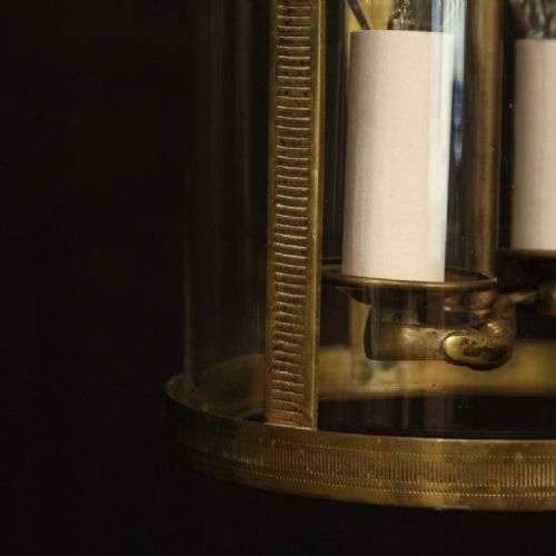 FRENCH GILDED BRASS TWIN LIGHT ANTIQUE LANTERN - ADDITIONAL PHOTO 8