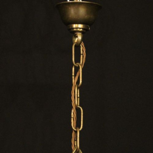 FRENCH GILDED BRASS TWIN LIGHT ANTIQUE LANTERN - ADDITIONAL PHOTO 9