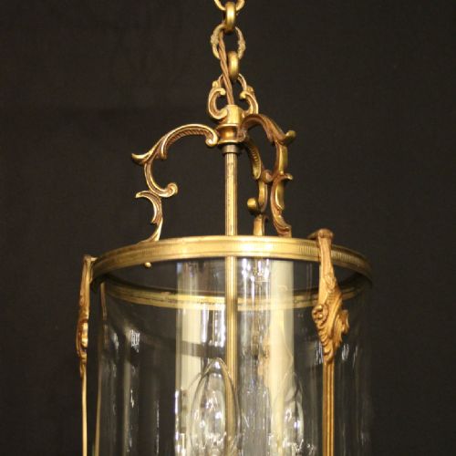 FRENCH GILDED BRASS TRIPLE LIGHT ANTIQUE LANTERN - ADDITIONAL PHOTO 2