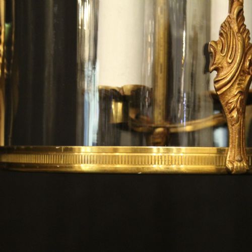 FRENCH GILDED BRASS TRIPLE LIGHT ANTIQUE LANTERN - ADDITIONAL PHOTO 7