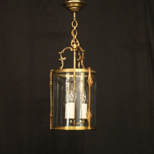FRENCH GILDED BRASS TRIPLE LIGHT ANTIQUE LANTERN - ADDITIONAL PHOTO 8