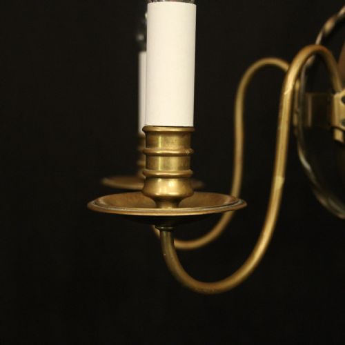 ENGLISH GILDED BRASS 5 LIGHT ANTIQUE CHANDELIER - ADDITIONAL PHOTO 4