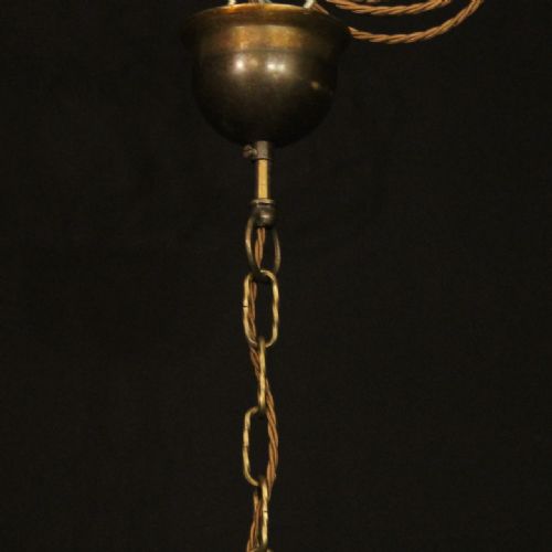 ENGLISH GILDED BRASS 5 LIGHT ANTIQUE CHANDELIER - ADDITIONAL PHOTO 9
