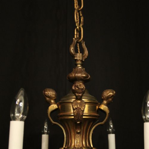 FRENCH PAIR OF GILDED BRONZE 8 LIGHT ANTIQUE CHANDELIERS - ADDITIONAL PHOTO 4