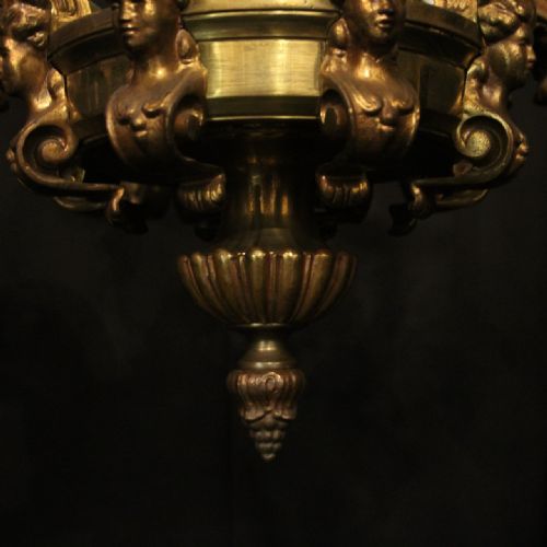 FRENCH PAIR OF GILDED BRONZE 8 LIGHT ANTIQUE CHANDELIERS - ADDITIONAL PHOTO 8