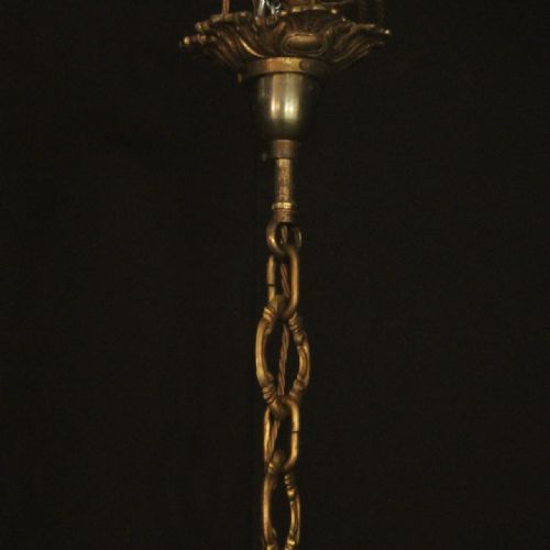 FRENCH PAIR OF GILDED BRONZE 8 LIGHT ANTIQUE CHANDELIERS - ADDITIONAL PHOTO 9