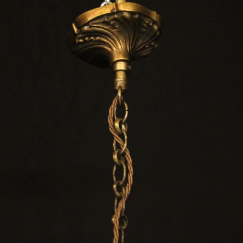 FRENCH GILDED BRASS TRIPLE LIGHT ANTIQUE LANTERN - ADDITIONAL PHOTO 9
