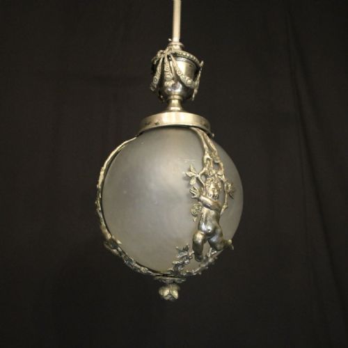 FRENCH SILVER GILDED CHERUB LIGHT FITTING - ADDITIONAL PHOTO 1