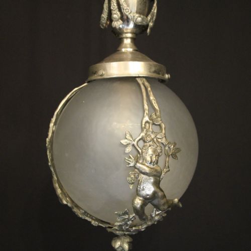 FRENCH SILVER GILDED CHERUB LIGHT FITTING - ADDITIONAL PHOTO 2
