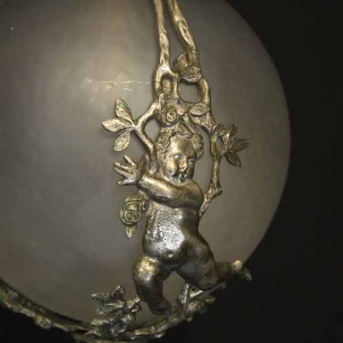FRENCH SILVER GILDED CHERUB LIGHT FITTING - ADDITIONAL PHOTO 3