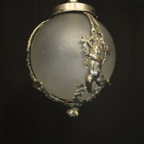 FRENCH SILVER GILDED CHERUB LIGHT FITTING - ADDITIONAL PHOTO 4