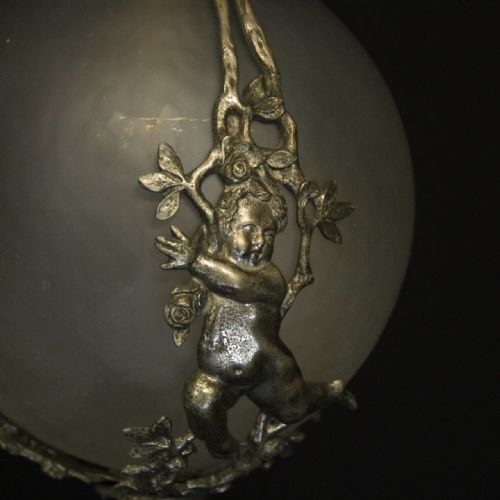 FRENCH SILVER GILDED CHERUB LIGHT FITTING - ADDITIONAL PHOTO 6