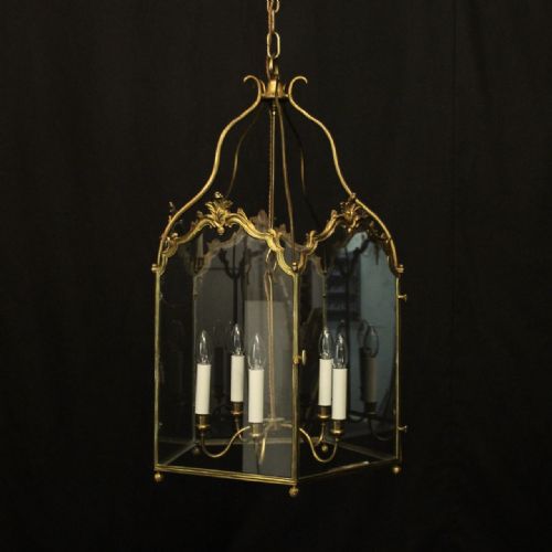 english 19th century gilded bronze five light antique lantern - CATEGORY: ANTIQUE LIGHTING - DATED 19TH CENTURY