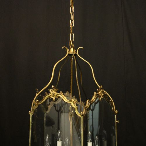 ENGLISH 19TH CENTURY GILDED BRONZE FIVE LIGHT ANTIQUE LANTERN - ADDITIONAL PHOTO 2