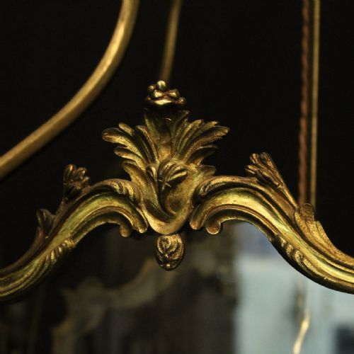 ENGLISH 19TH CENTURY GILDED BRONZE FIVE LIGHT ANTIQUE LANTERN - ADDITIONAL PHOTO 5