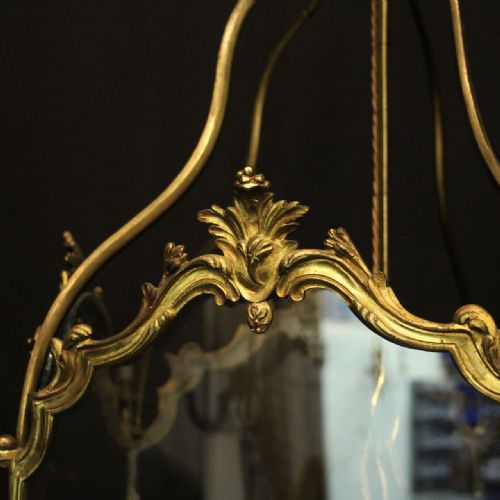 ENGLISH 19TH CENTURY GILDED BRONZE FIVE LIGHT ANTIQUE LANTERN - ADDITIONAL PHOTO 6