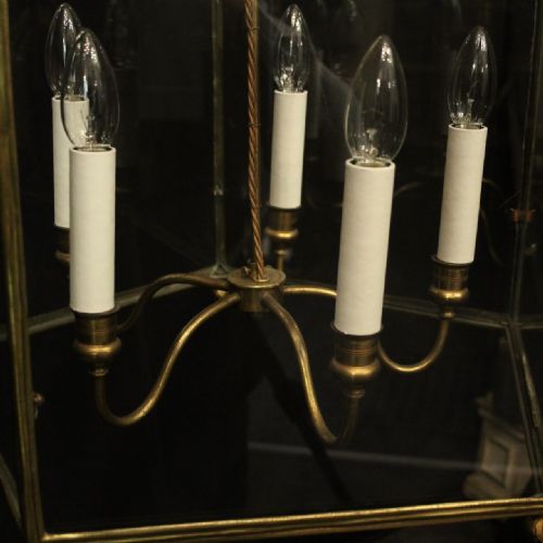 ENGLISH 19TH CENTURY GILDED BRONZE FIVE LIGHT ANTIQUE LANTERN - ADDITIONAL PHOTO 7