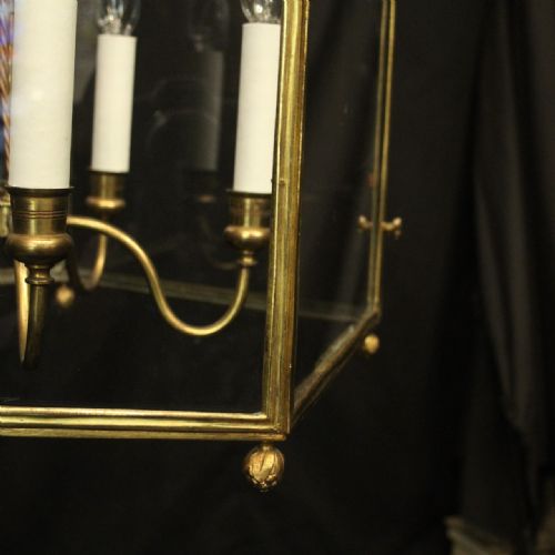 ENGLISH 19TH CENTURY GILDED BRONZE FIVE LIGHT ANTIQUE LANTERN - ADDITIONAL PHOTO 8