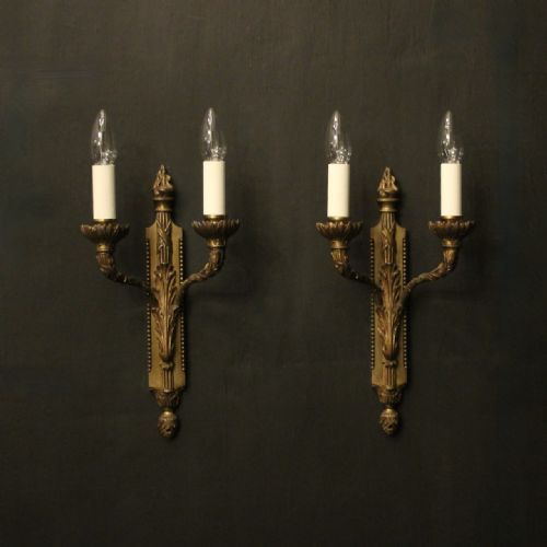 french pair of gilded bronze antique wall lights - CATEGORY: ANTIQUE LIGHTING - DATED 19TH CENTURY