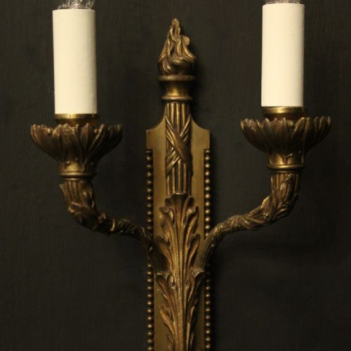 FRENCH PAIR OF GILDED BRONZE ANTIQUE WALL LIGHTS - ADDITIONAL PHOTO 2