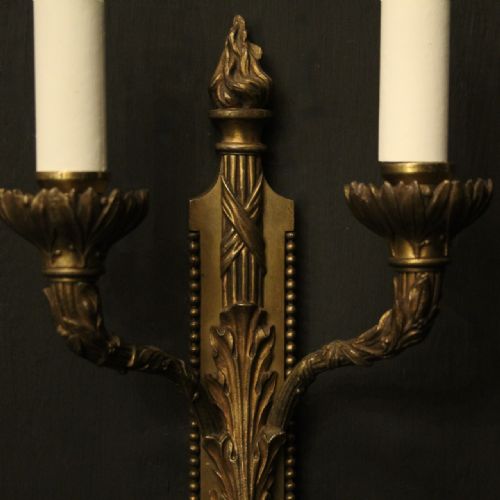FRENCH PAIR OF GILDED BRONZE ANTIQUE WALL LIGHTS - ADDITIONAL PHOTO 4