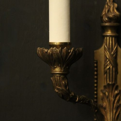 FRENCH PAIR OF GILDED BRONZE ANTIQUE WALL LIGHTS - ADDITIONAL PHOTO 6