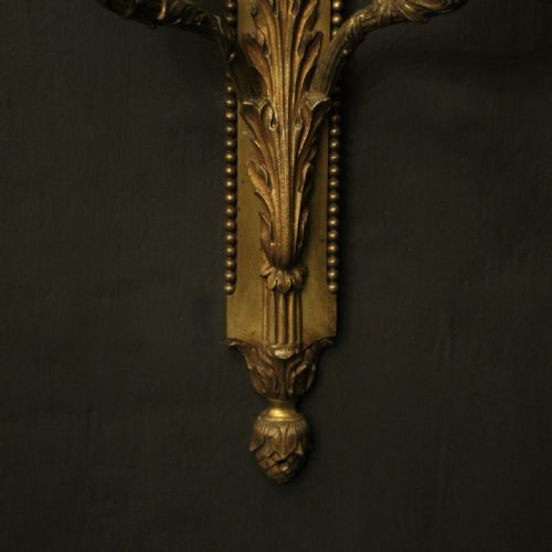 FRENCH PAIR OF GILDED BRONZE ANTIQUE WALL LIGHTS - ADDITIONAL PHOTO 8