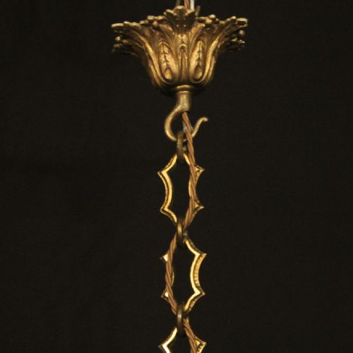 ENGLISH GILDED BRONZE 6 LIGHT ANTIQUE CHANDELIER - ADDITIONAL PHOTO 9