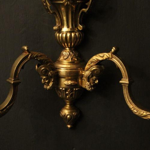 ENGLISH PAIR OF GILDED BRONZE ANTIQUE WALL LIGHTS - ADDITIONAL PHOTO 5
